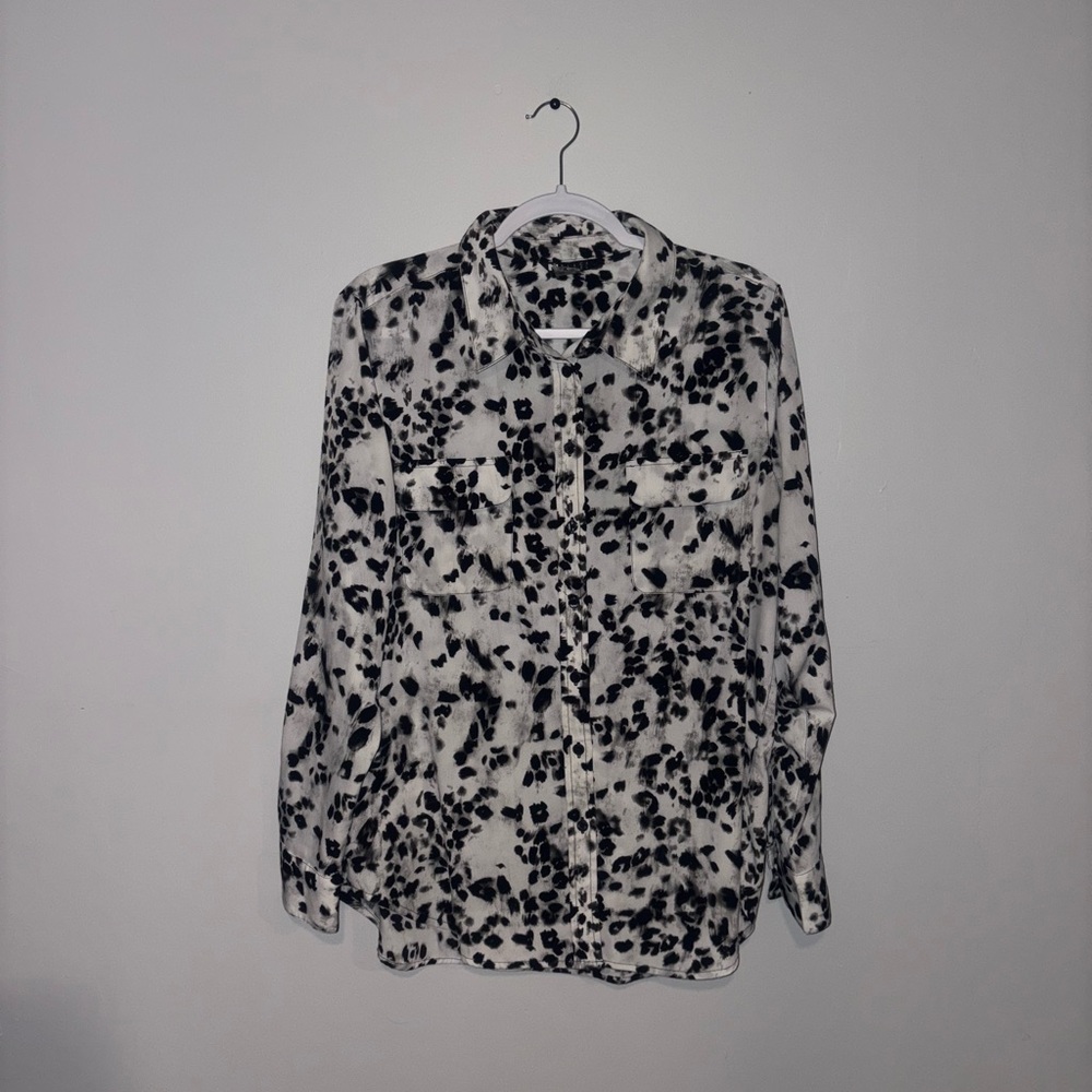 Black Label | White Animal Printed Button Up Blouse